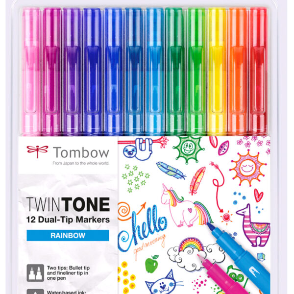 Tombow dubbelkleurstiften 'TwinTone' regenboogkleuren, set van 12
