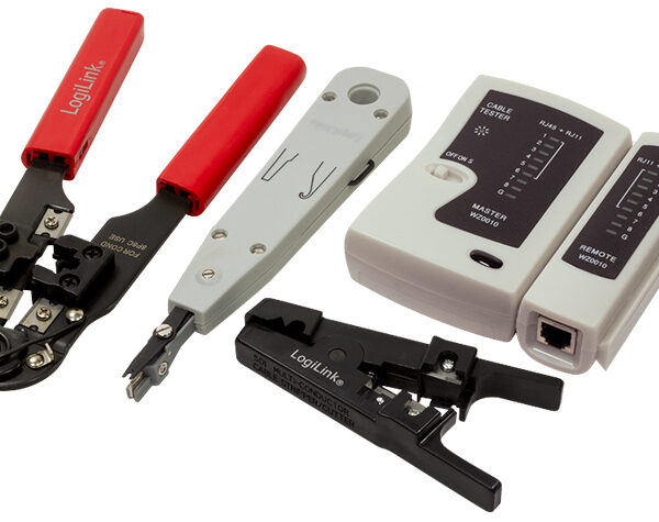 Netwerkhulpmiddelenset in zwarte tas