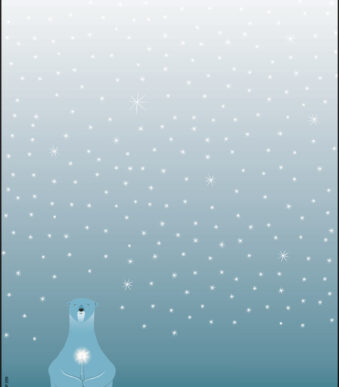 Kerstmotief-papier 'IJsbeer met kaars', A4-formaat