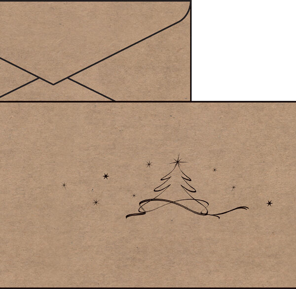 Kerstkaart 'Kerstboom', langwerpig formaat (2/3 A4)