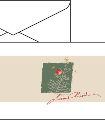 Kerstwenskaart 'Kerst met appels', langwerpige vorm.