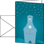 Kerstkaart beer met kaars, formaat A6