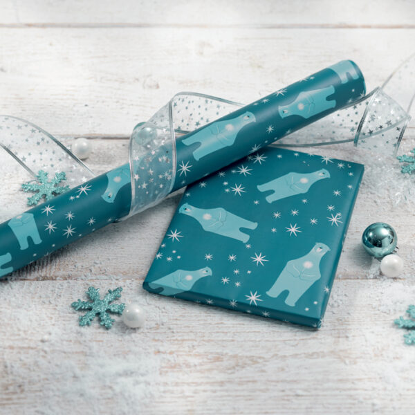 Kerstcadeaupapier 'Ijsbeer met...' rol