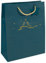 Grote kerstcadeau-tas 'Kerstboom petrolkleur'