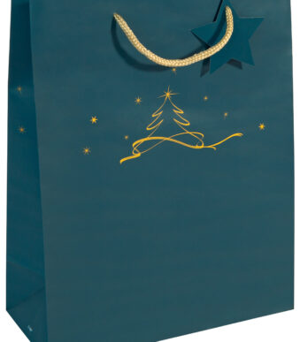 Grote kerstcadeau-tas 'Kerstboom petrolkleur'