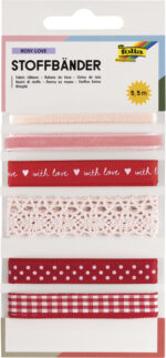 Stoffen lintenassortiment 'Rosy Love', totale lengte: 5,5 meter.