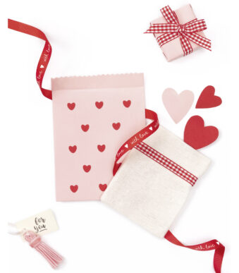 Stoffen lintenassortiment 'Rosy Love', totale lengte: 5,5 meter.