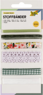 Textiel linten mix 'Bloemenweides', totale lengte: 5,5 meter