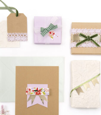 Textiel linten mix 'Bloemenweides', totale lengte: 5,5 meter