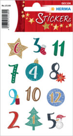 Herma Kerstmis Stickers Decor Adventskalendernummers Symbolen