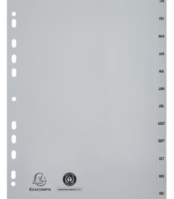 Plastic registermap, jan-dec, A4-formaat, 12-delig