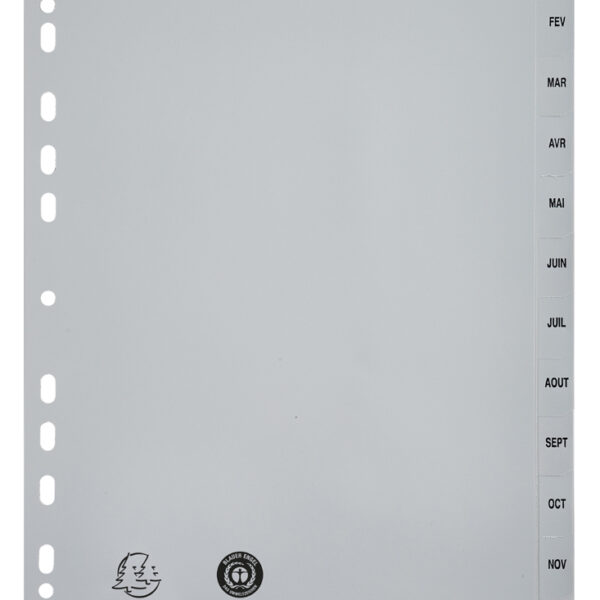 Plastic registermap, jan-dec, A4-formaat, 12-delig