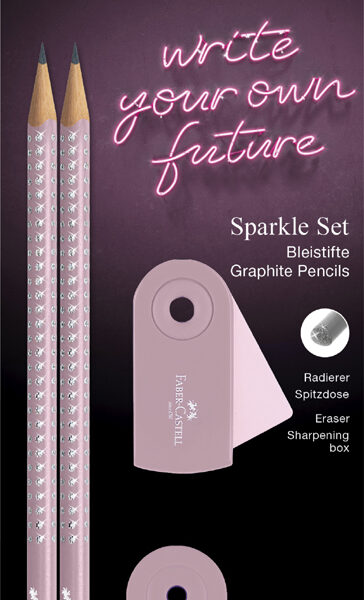 FABER-CASTELL schrijfset GRIP SPARKLE, B, roze