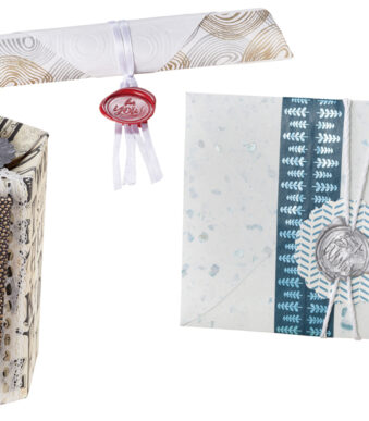 Lak-zegelset met houten handvat en -patronen