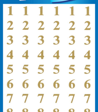 Gouden cijfer- en puntenstickers voor o.a. klaslokalen en kantoren