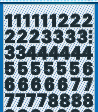 Etiketten met zwarte cijfers 0-9