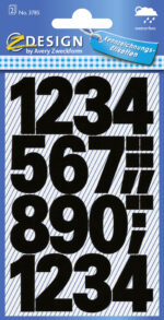 Etiketten met zwarte cijfers 0-9