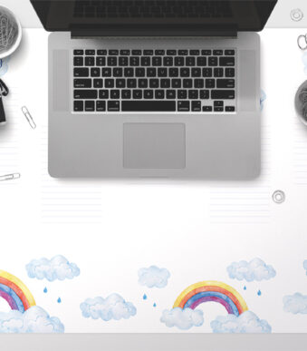 Regenboog schrijfonderlegger, blanco