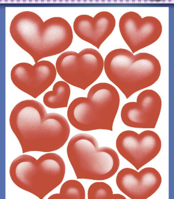 Creatieve stickers 'Harten', geglitterd, rood