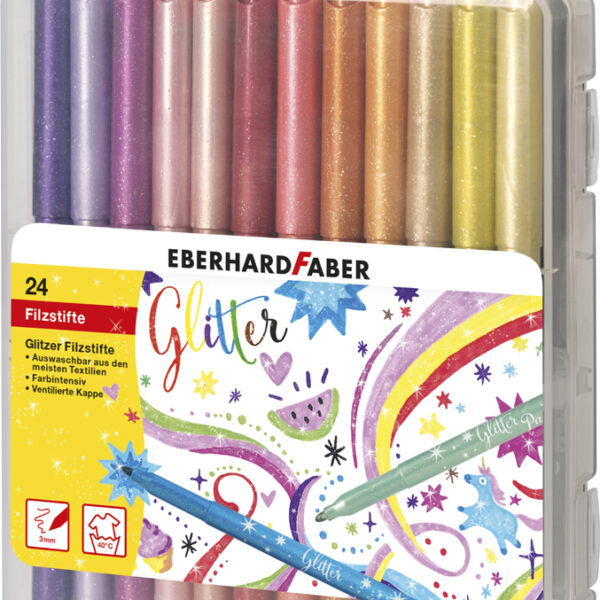 Eberhard Faber - glitterviltstiften 24 stuks kunststof doos