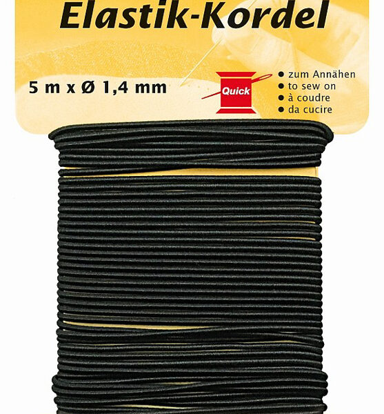 Elastische koord, 1,4 mm x 5 m, zwart