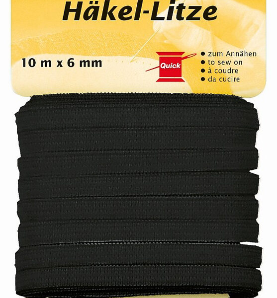 KLEIBER platte elastiek, 6 mm x 10 m, zwart