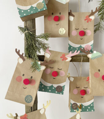 Kerstkalender-set rood neuzenrendier, 216-delig.