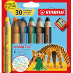 Stabilo multikleurwaskrijt 3-in-1 - etui met 6 stuks