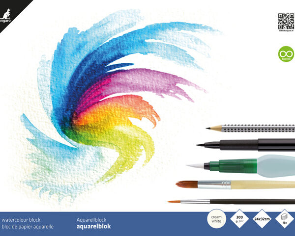 Kangaro Aquarelpapier blok, 240 x 320 mm, 16 vellen