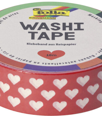 folia deco plakband Washi-Tape, Harten rood
