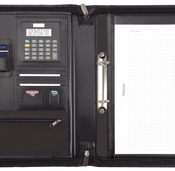 Alassio schrijfmap met ringband ´CARPO´, A4, nappa-leer, zwart