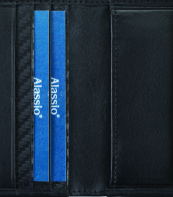 Alassio mini-portemonnee, leer, staand formaat, zwart