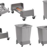 DURABLE Afvalcontainer trolley DURABIN 60 L, gerecycled PP, 4 zwenkwielen, grijs