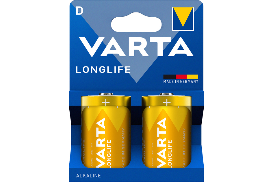 VARTA Alkaline Batterij Longlife, Mono (D), 2 stuks VARTA Alkaline Batterij Longlife, Mono (D), 2 stuks