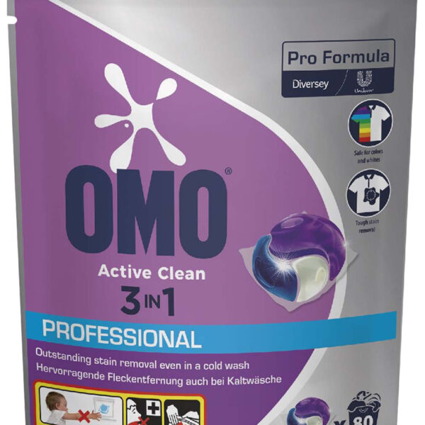 OMO Professional Wasmiddel Pods Active Clean 3-in-1, 80 stuks