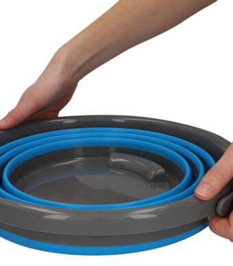 cartrend Opvouwbare emmer, rond, 10 liter, grijs/blauw