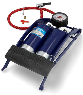 Dubbele cilinder voetluchtpomp, blauw
