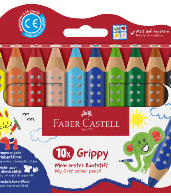 FABER-CASTELL Driekantige kleurpotloden Grippy, kartonnen etui met 10 stuks