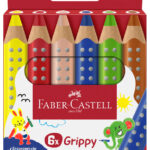 FABER-CASTELL Driekantige kleurpotloden Grippy, etui van 6 stuks