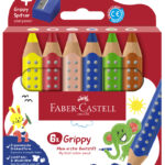 FABER-CASTELL Driekantige kleurpotloden Grippy, etui van 6 stuks