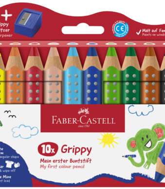 FABER-CASTELL Driekantige kleurpotloden Grippy, kartonnen etui met 10 stuks