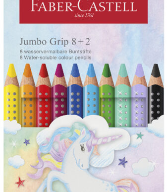 FABER-CASTELL Jumbo GRIP driekantige kleurpotloden Eenhoorn, 8+2 stuks