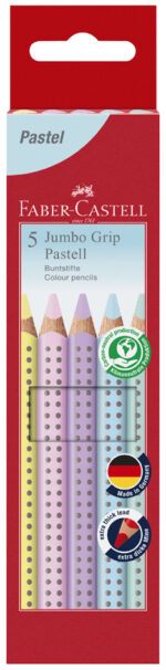 Faber-Castell Jumbo GRIP driehoekige kleurpotloden in pasteltinten, set van 5
