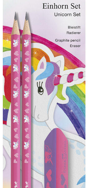 FABER-CASTELL Schrijfset Eenhoorn, roze, 3-delig
