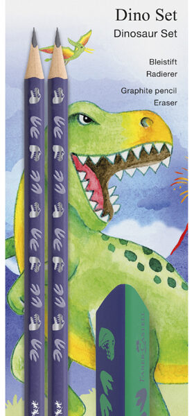 FABER-CASTELL Schrijfset Dino, blauw, 3-delig