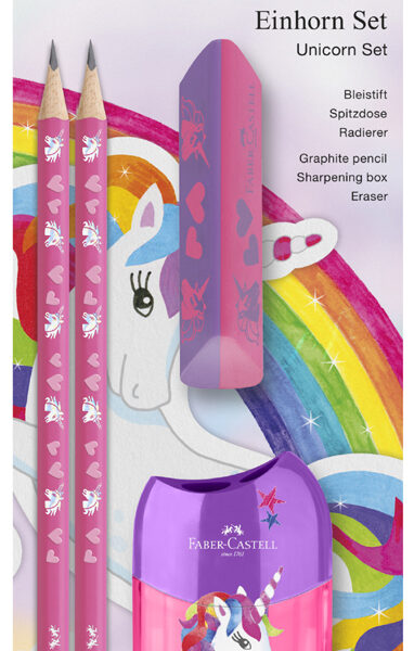 FABER-CASTELL Schrijfset Eenhoorn, roze, 4-delig
