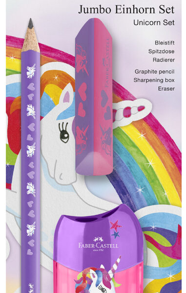 FABER-CASTELL Eenhoorn schrijfset Jumbo, paars, 3-delig
