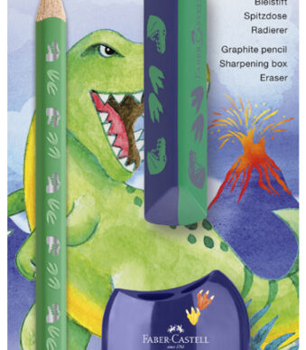 FABER-CASTELL Dinosaurus schrijfset Jumbo, groen, 3-delig