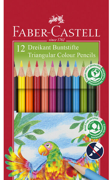 FABER-CASTELL Driekantige kleurpotloden, etui met 12 stuks