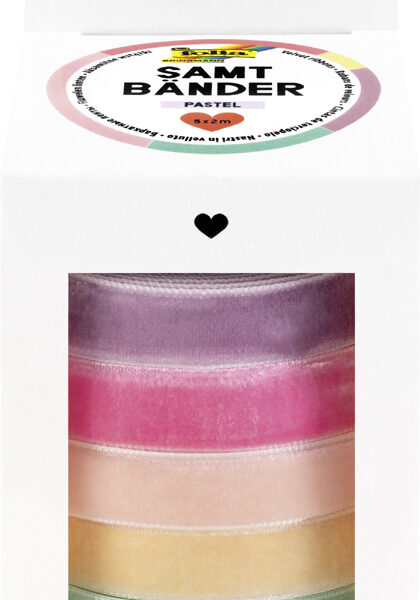 folia Fluweel Lintjes Set PASTEL, diverse kleuren